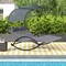 Outdoor Dual Rocker Sunbed 2-Person Canopied Patio Lounger with Detachable Headrests-Grey